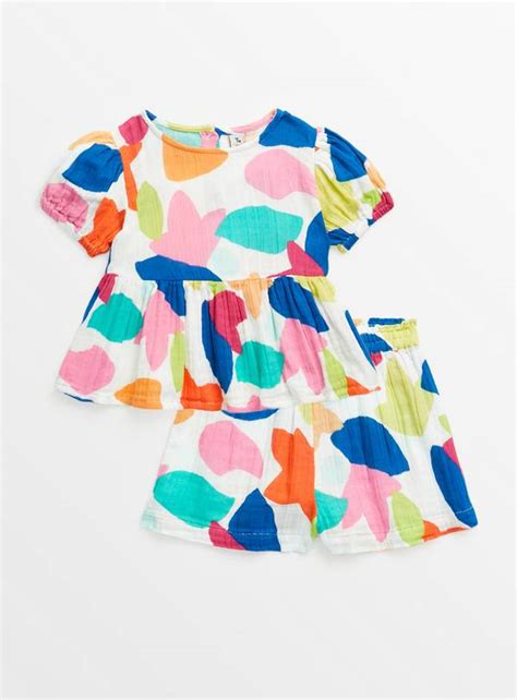 Buy Abstract Print T Shirt And Shorts Set 1 2 Years Skirts And Shorts