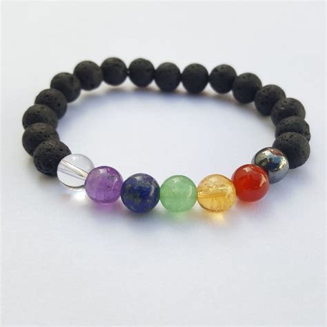 Pulseira 7 Chakras Pedra Vulcânica Elo7 Produtos Especiais