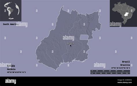 Shape of Goiás state of Brazil and its capital Distance scale