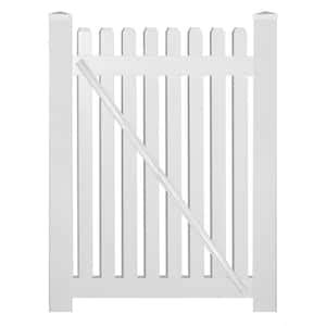 Weatherables Ellington 5 Ft W X 5 Ft H White Vinyl Picket Fence Gate