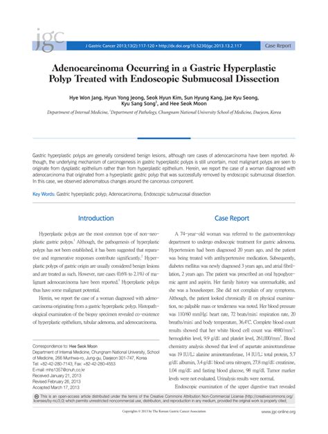 Pdf Adenocarcinoma Occurring In A Gastric Hyperplastic Polyp Treated