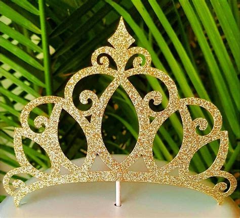 Princess Crown Cake Topper Gold Glitter Crown Cake Topper | Etsy