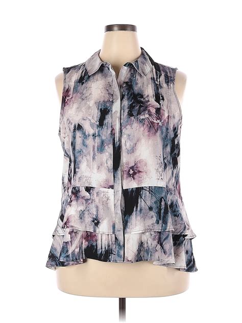 Simply Vera Vera Wang 100 Polyester Purple Sleeveless Blouse Size Xxl