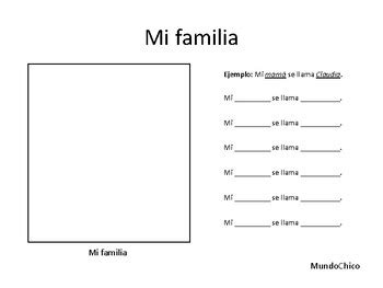 Mi familia Worksheet and Vocabulary by MundoChico | TPT