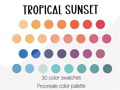 Tropical Sunset Procreate Color Palette Gráfico Por Saturnine Sun