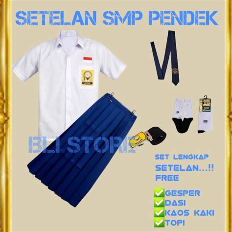 Seragam Sekolah Smp Setelan Smp Putih Biru Set Lengkap Kelas 1 3 Bli