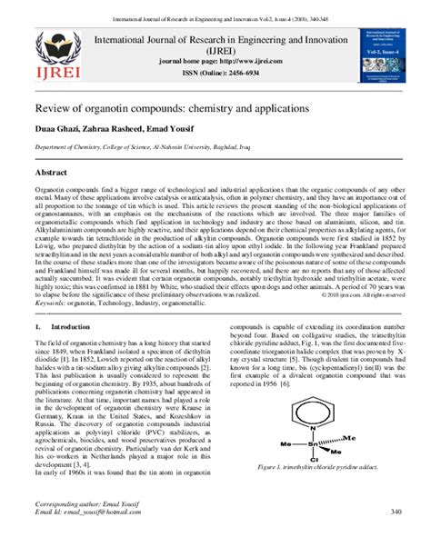 (PDF) Review of organotin compounds: chemistry and applications | Editor IJREI - Academia.edu