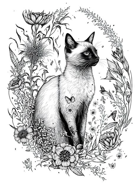 Siamese Cat Coloring Sheet Ai Generated Coloring Page Of An Adorable