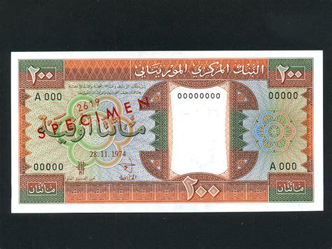 Mauritania P As Ouguiya Specimen Unc Ebay