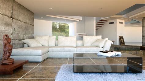 Modern Realistic Interior Living Room Maya And 3dsmax Concrete Luxury