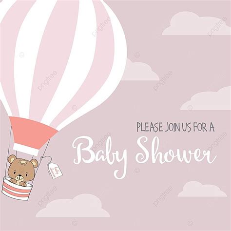 Hot Air Balloon Themed Shower Card For A Baby Girl Vector Event Baby Fly PNG And Vector With