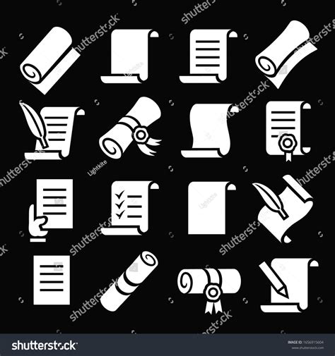 Scrolls Papers Vector Classic Icon Set เวกเตอร์สต็อก ปลอดค่าลิขสิทธิ์