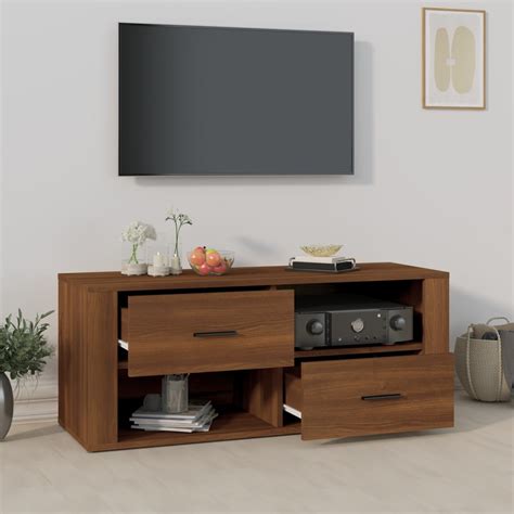 HUA Têtes et pieds de litMeuble TV Chêne marron 100x35x40 cm Bois d