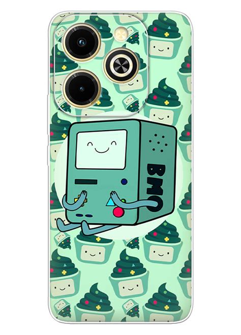 Infinix Hot 40i чохол силіконовий Adventure Time Час пригод задоволений БіМО на фоні колажу