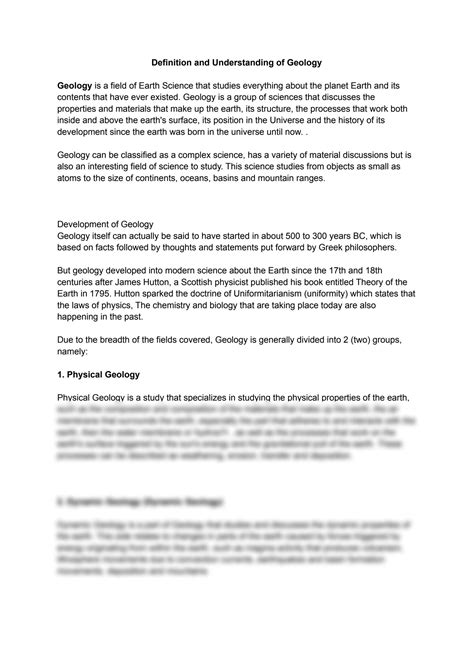 SOLUTION: Definition and understanding of geology - Studypool