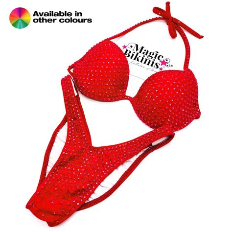 Quick Ship Bikini Lycra With Matching Crystals IFBB NABBA PCA WFF IBFF Magic Bikinis