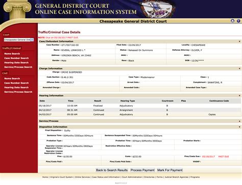 Chesapeake General District Court: Case Status Information, 03/04/2017