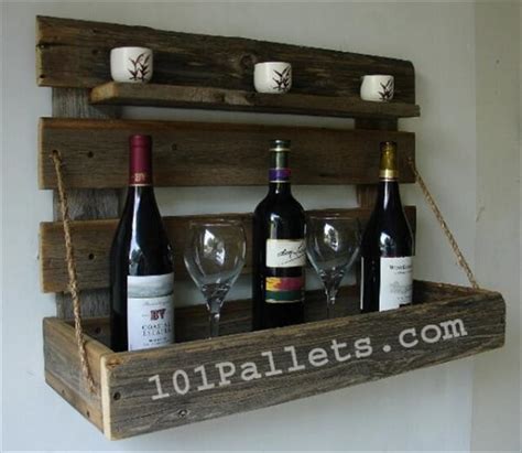 Handmade Pallet Wine Rack With Rustic Shelf Pallets