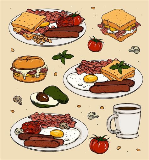 Conjunto De Iconos De Alimentos Vectoriales De Dibujos Animados