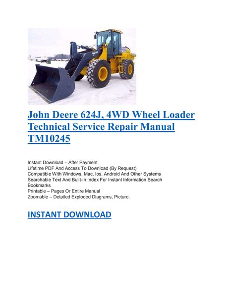 John Deere 624J 4WD Wheel Loader Technical Service Repair Manual