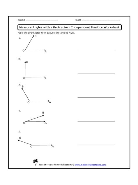 Measure Angles With A Protractor Independent Practice Worksheet