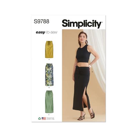 Simplicity Sewing Pattern S9788 Misses Easy To Sew Knit Skirts In Two