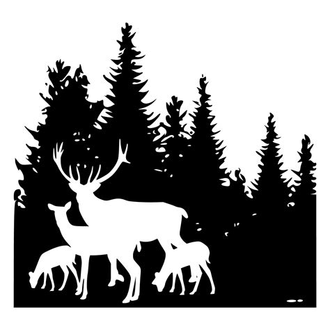 Famille De Cerfs Dans Les Bois Svg Dxf Eps Png Etsy France