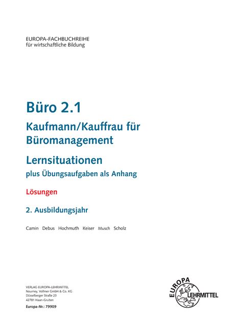 Kaufleute Fur Buromanagement Infoband 3 Lernfelde 7