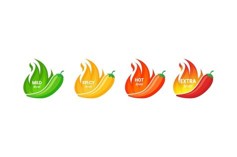 Premium Vector Hot Spicy Level Labels With Chili Pepper And Flame