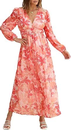 Sissyaki Women S Long Sleeve Boho Floral Maxi Dress Smocked Beach Flowy