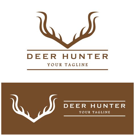 Hunter Deer Antler Logo Vector Illustration Design With Slogan Template