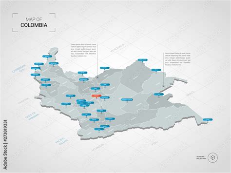 Fototapeta Mapa Wiata Dla Dzieci Isometric D Colombia Map Stylized