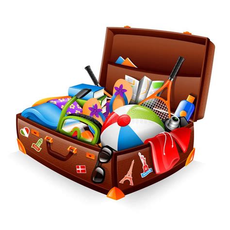 Vacation Suitcase Illustration Of A Stuffed Suitcase Ready For