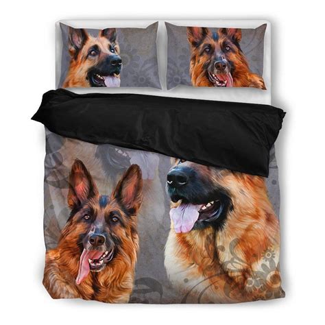 German Shepherd Dog Themed Duvet Cover Bedding Set - Metal Pigeon