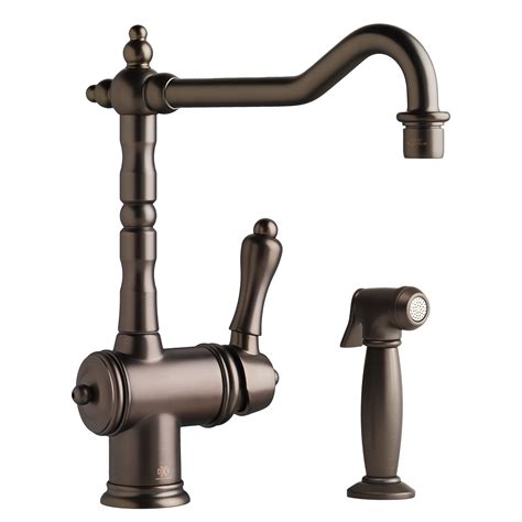 Victorian Single Handle Kitchen Faucet With Side Spray And Lever Handle