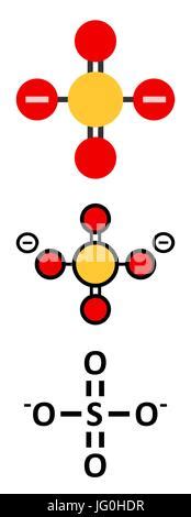 Aniones sulfato estructura química Fórmula esquelética Imagen Vector