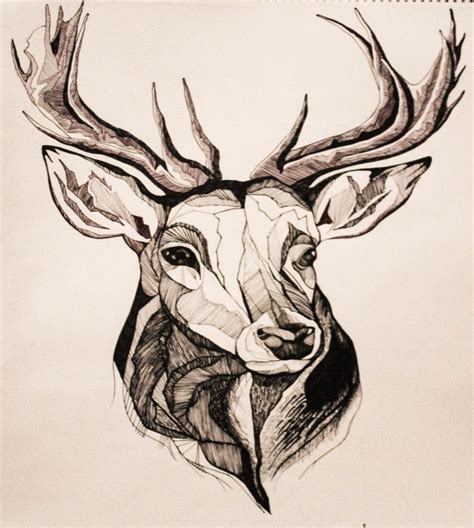 Fine Black And White Deer Portrait Tattoo Design Tattooimages