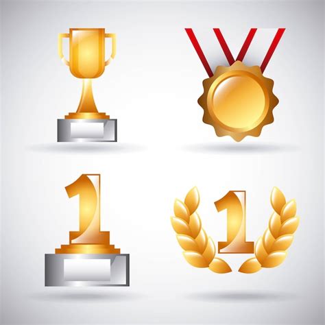 Premium Vector Awards Trophy Medals And Winning Ribbon Success Icons