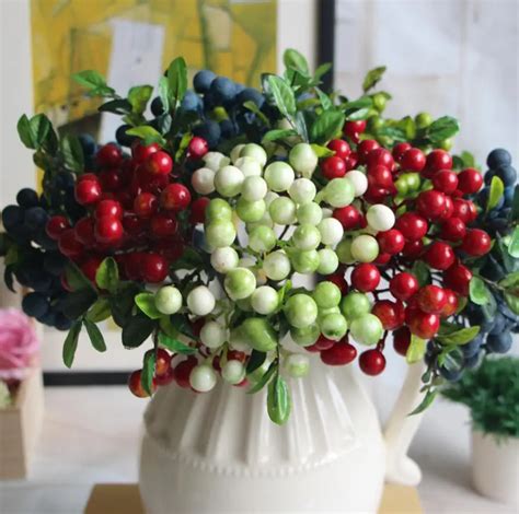 10pcs Artificial Berry Leaf Branch For Flower Arrangement Wedding Party