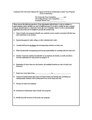 Fillable Online Latech Request For Approval Form For Conducting A Study