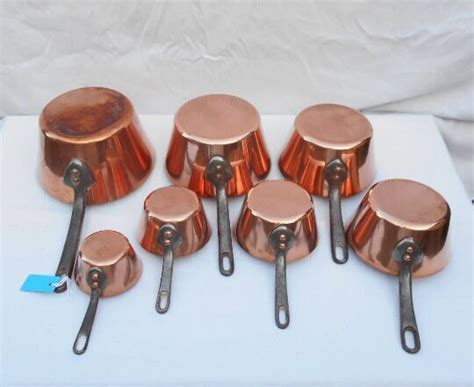 Vintage French Copper Pans Set Of Graduating Mm Series Speciale