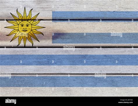 Illustration Of Uruguay Flag Over A Wooden Textured Surface Stock Photo