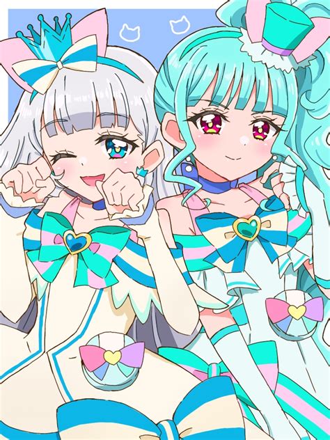 Safebooru 2girls Aqua Bow Aqua Bowtie Aqua Dress Aqua Gloves Aqua