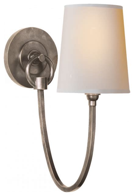 Reed Wall Sconce 1 Light Antique Nickel Natural Paper Shade 13h