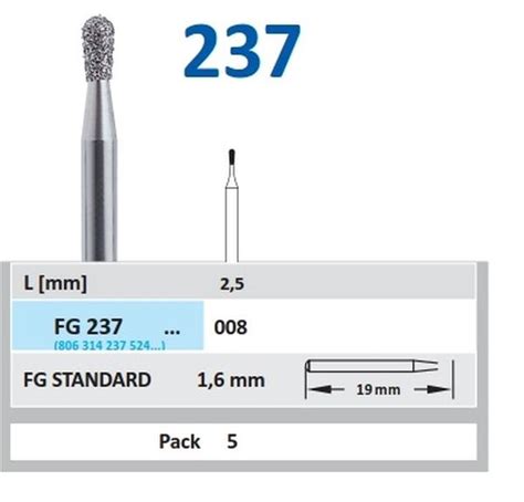 DIAMANT FG 237 008 5 STK HORICO Jacobsen Dental