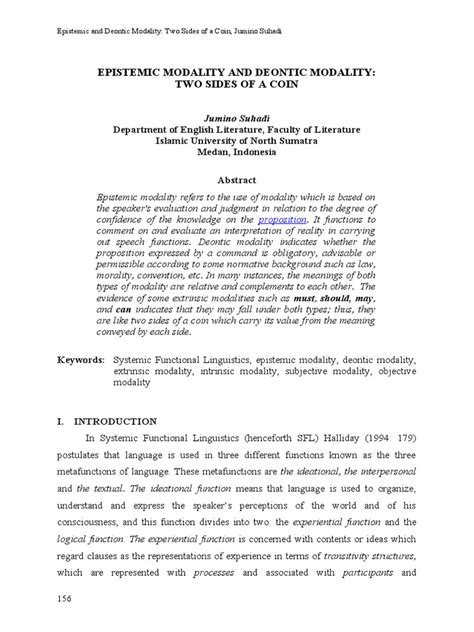 Epistemic Modality and Deontic Modality 2011 | PDF | Modal Logic | Verb