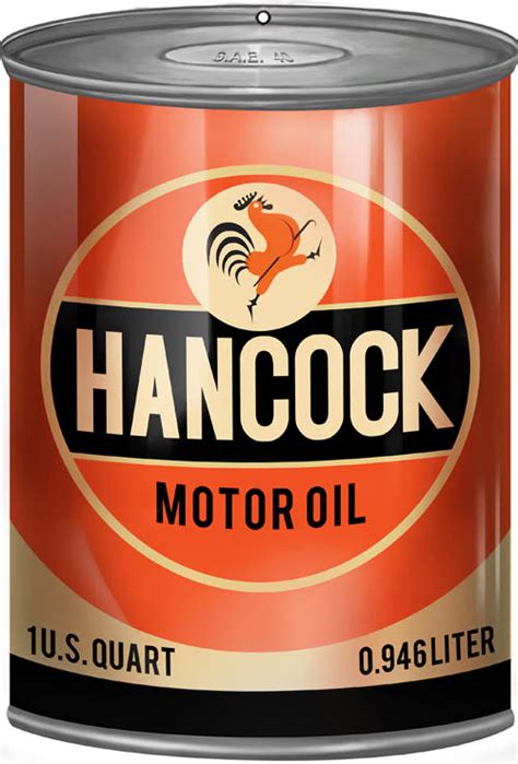 Hancock Motor Oil Can Cutout Sign X Reproduction Vintage Signs