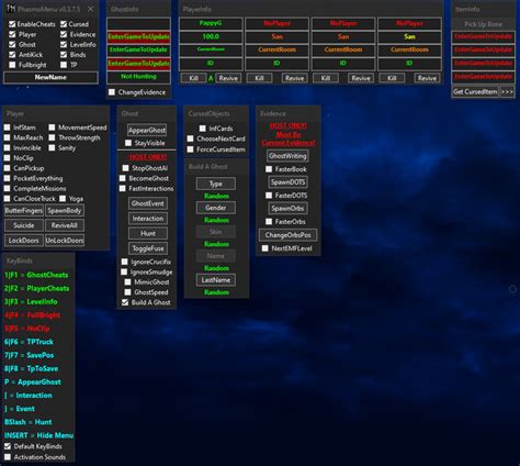 Phasmophobia Phasmomenu By Pappyg Update Cheat Engine