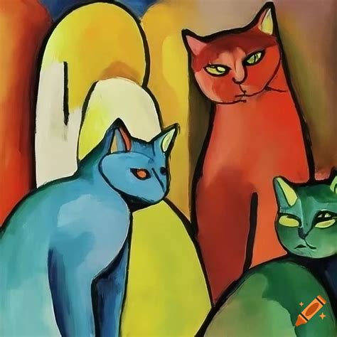 10 Cats Tired Goofy Abstract Painting By August Macke On Craiyon