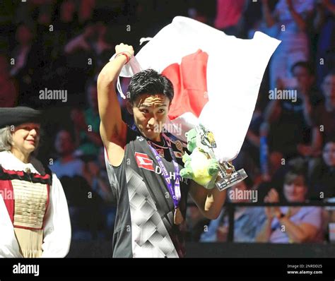 File Kento Momota Of Japan Celebrates After Winning The Men Singles